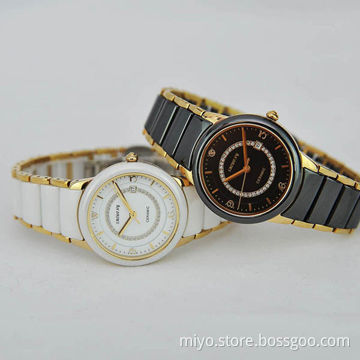 New Elegant Ladies' Ceramic Watches, Made of Rose Gold Stainless Steel, Wholesales, OEM and ODM